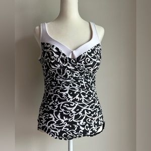 Miraclesuit One Piece Swimsuit Black White Size 12